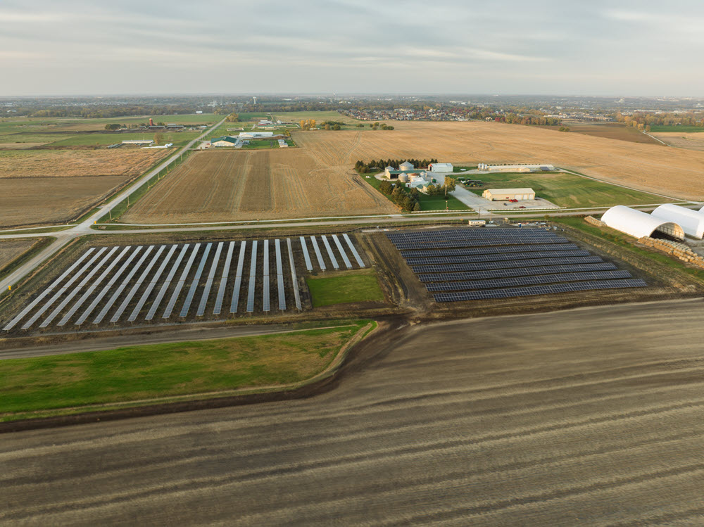 aerial view of the solar farm