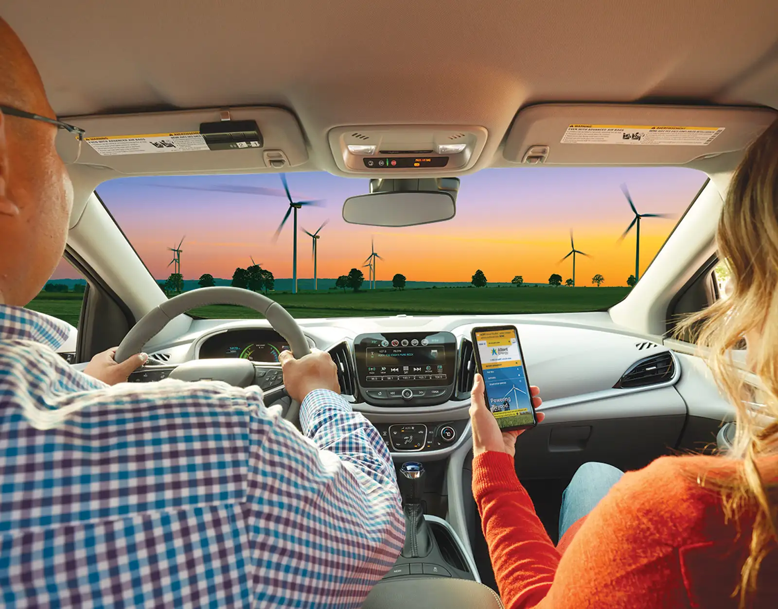 Couple in electric vehicle