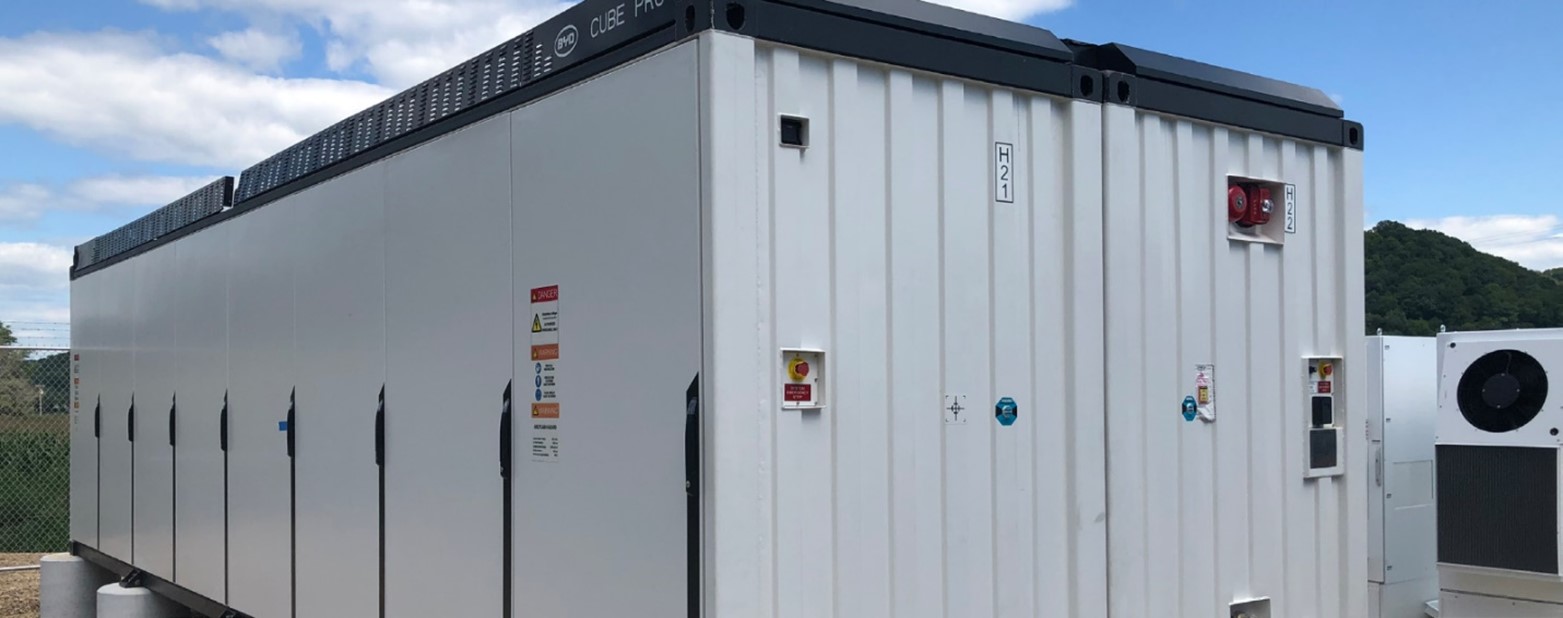 A battery energy storage unit at Alliant EnergyÃ¢â‚¬â„¢s microgrid system in Boaz, WI.