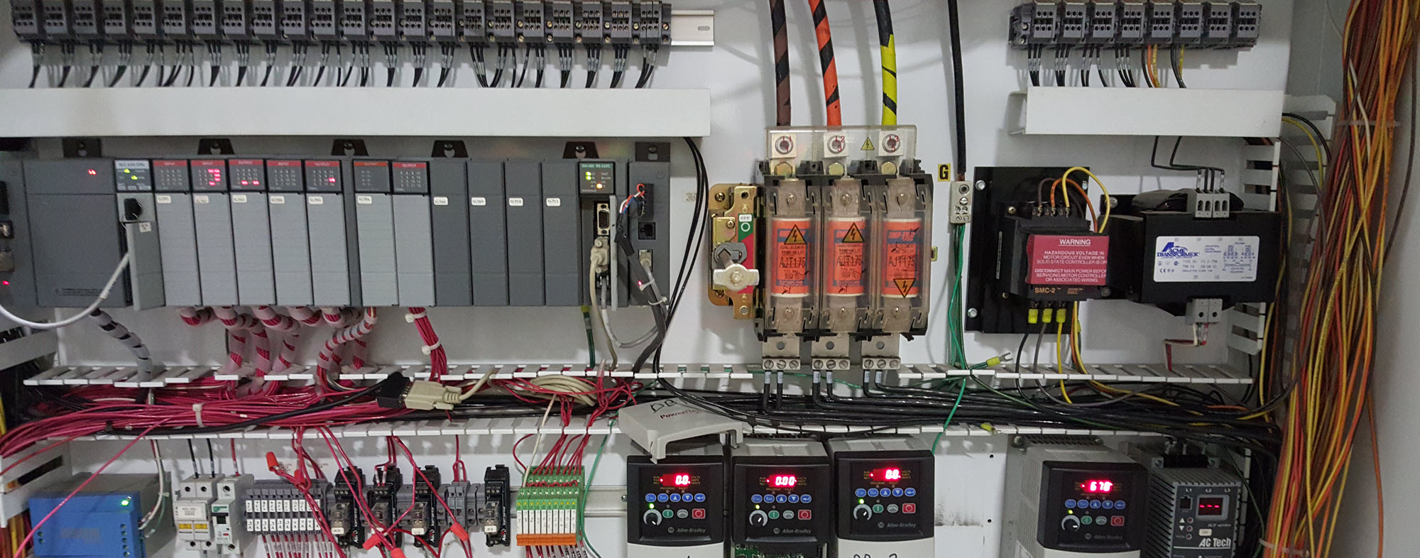 a panel of wires